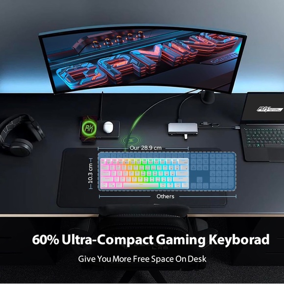 RK ROYAL KLUDGE RK61 Wired 60% Mechanical Gaming Keyboard Programmable - Picture 5 of 6